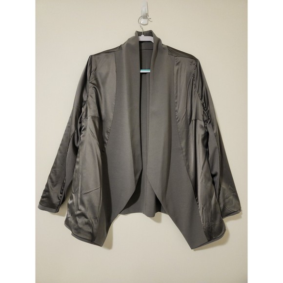 H by Halston Womens Open Front Blazer Jacket 20W Gray Stretch-Sleeve Washable - Picture 4 of 10